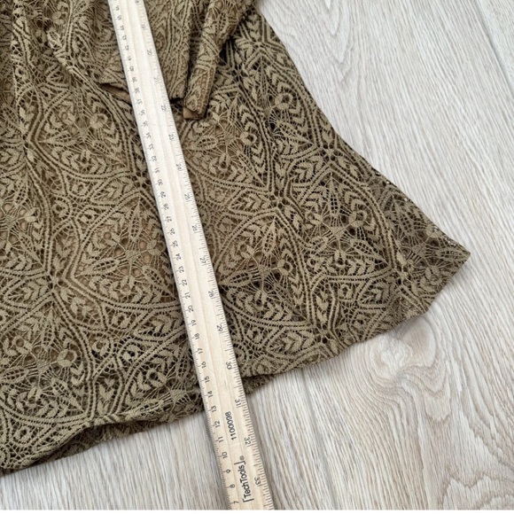 Sexy! Free People Uptown Dress Bronze Lace Long Sleeve Deep V Neck Mini - Picture 4 of 8